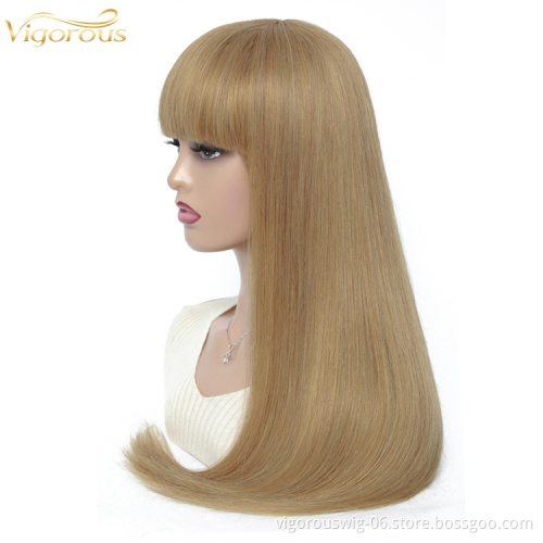 Vigorous free sample wholesale 9A grade blonde straight raw brazilian 100% human hair half wig for black women